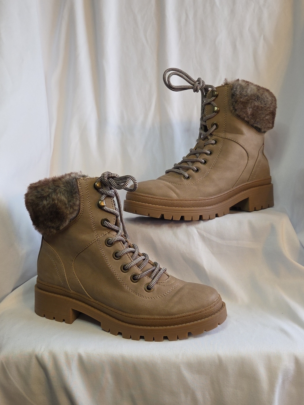 Universal Thread Marissa Faux Fur Lace-Up Boots